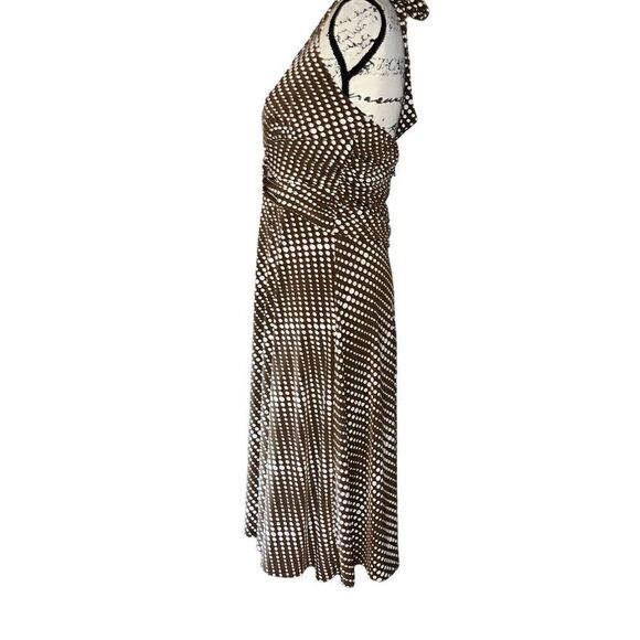 Sushi Flower brown white polka halter dress large - Picture 5 of 10